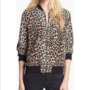 NWOT Equipment ‘Abbot’ leopard silk bomber jacket